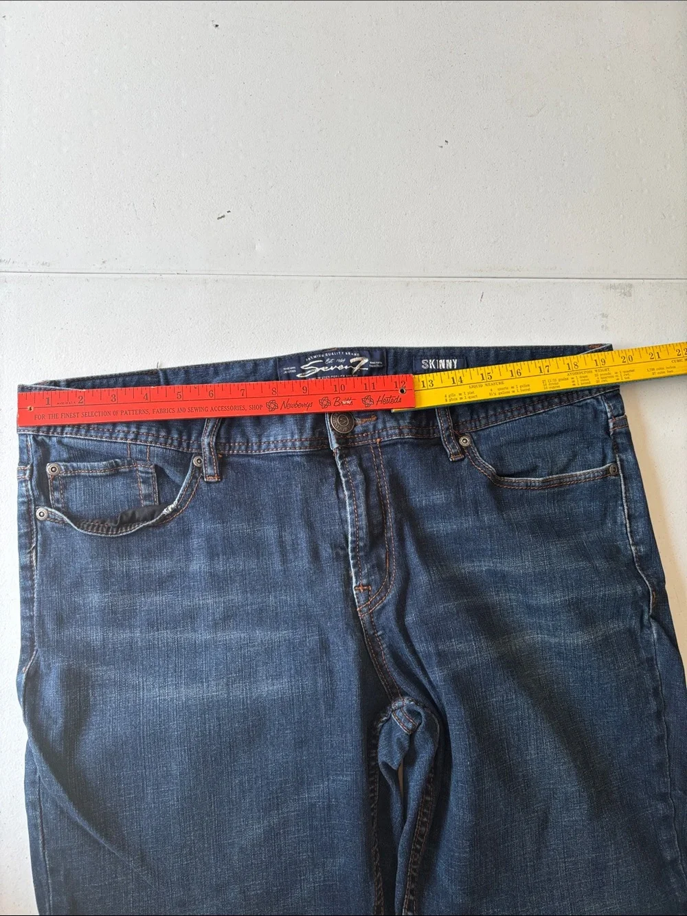 Seven7 Men's Dark Blue Straight Jeans Skinny 38x32